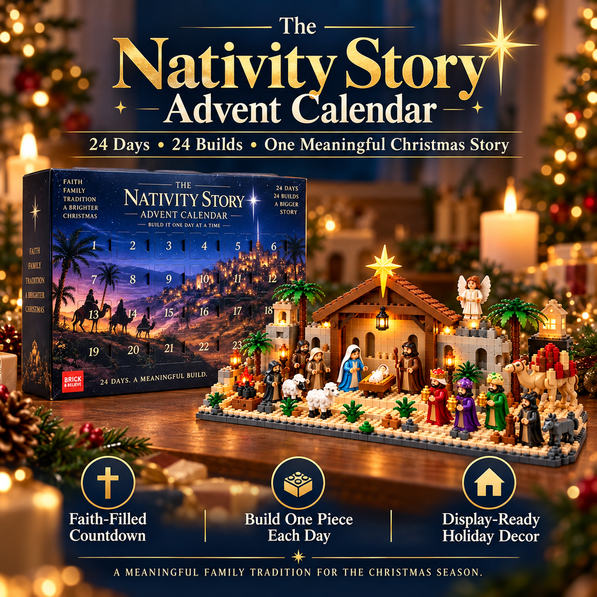 🏠 24-Day Nativity Building Advent Calendar – Build the Christmas Story Piece by Piece ✨🎄