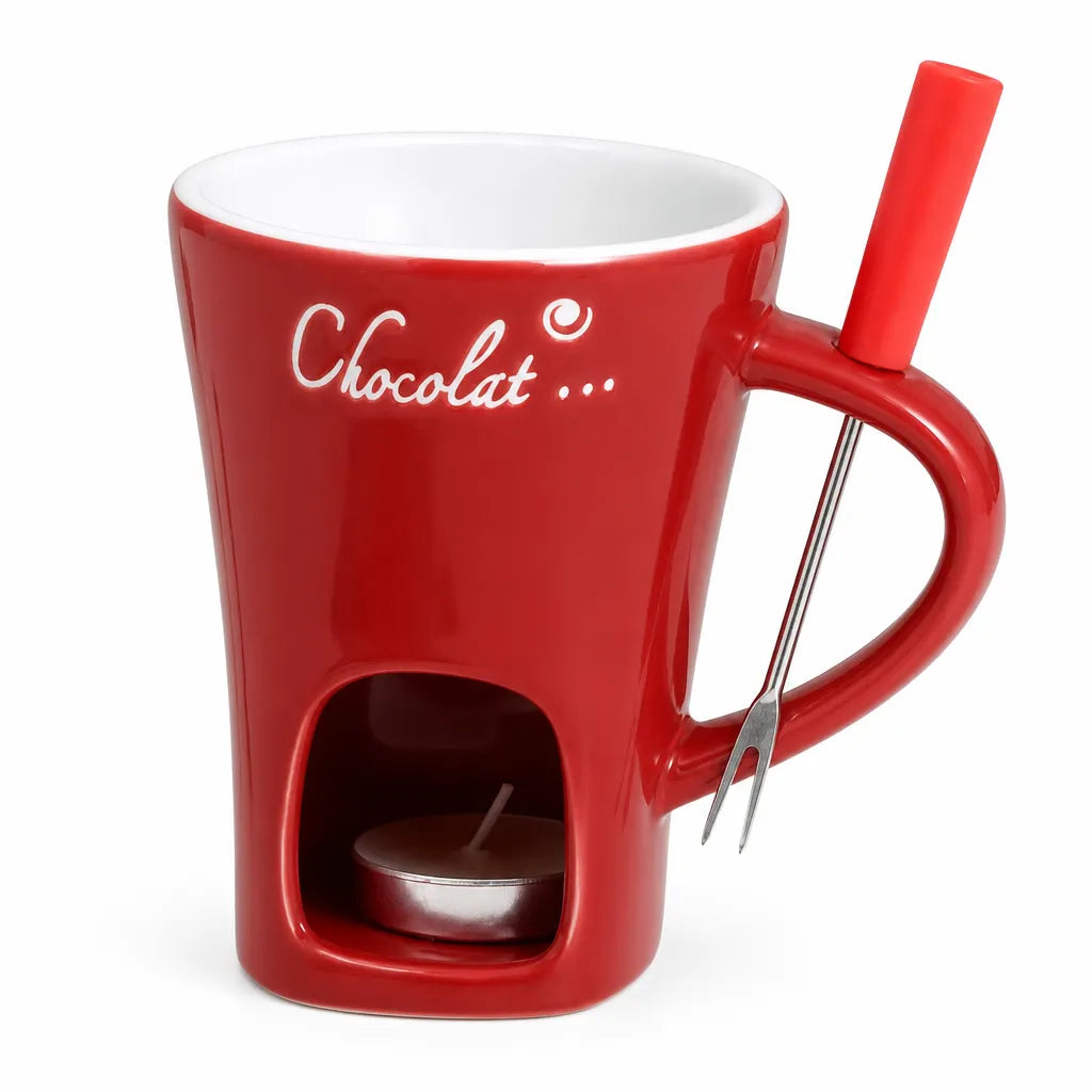 🥳2026 HOT SALE🥳Ceramic Chocolate and Cheese Fondue Melter Mug with Fork