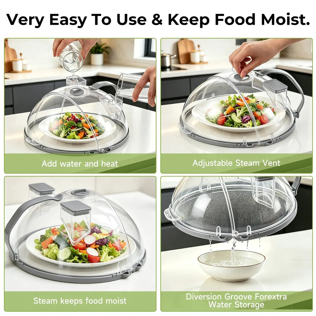 ✨Upgraded Foldable Microwave Splatter Cover with Steam Function, 10 Inch Clear Vent Lid with Handle, Keeps Food Moist & Prevents Oil Splashes, Practical Kitchen Accessory