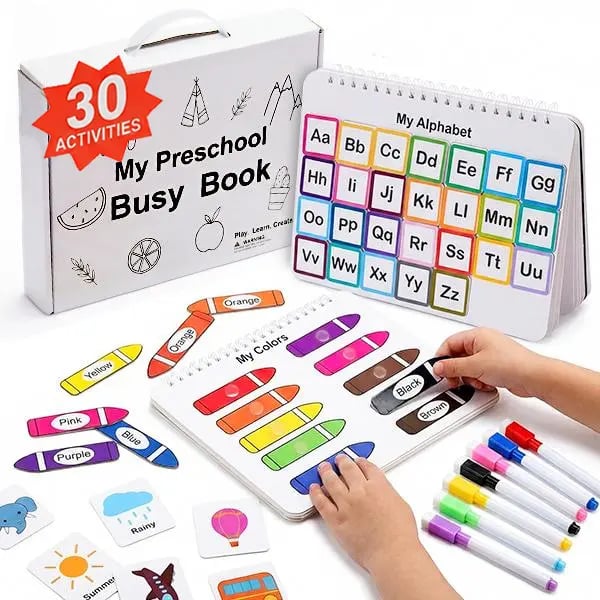 💥🏆Mallify Montessori Busy Book for Kids – 30 Learning Activities🎨