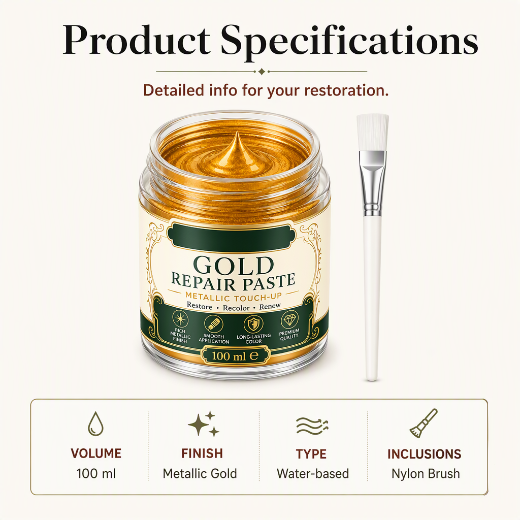 ✨🖌️50% OFF NOW! Metallic Gold Refinishing Repair Paste – Gold Touch-Up Paint Paste, Restore Faded Frames, Furniture & Decor, Brilliant Shiny Metallic Finish