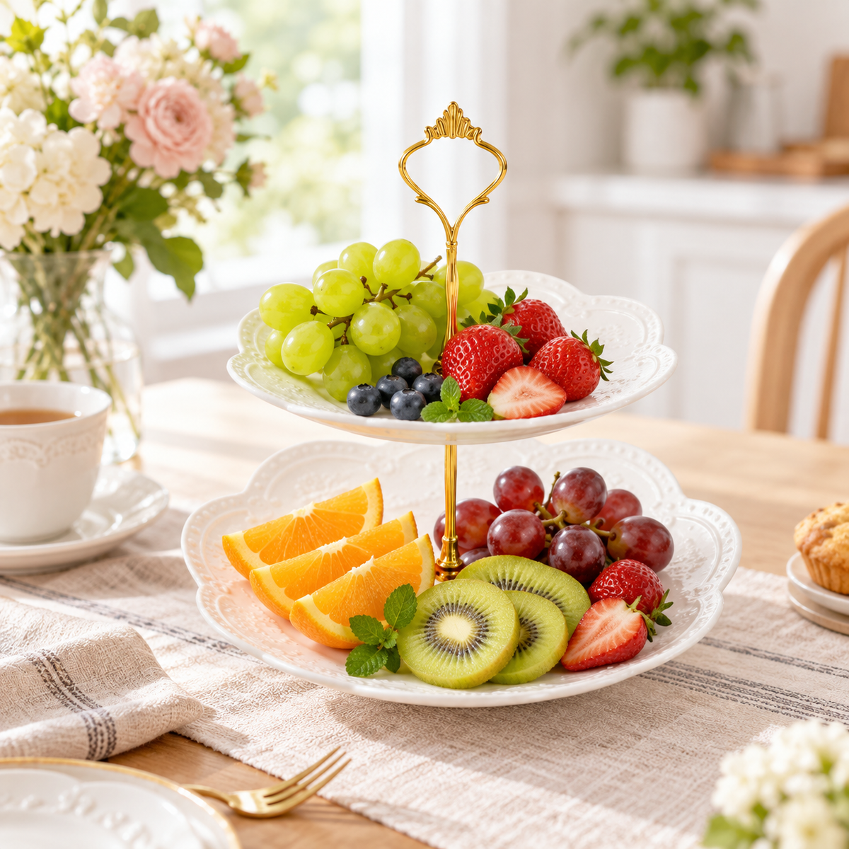 🍓2-Tier / 3-Tier Vertical Fruit Storage Rack (Includes Stand）: Easy Access & More Space for Your Kitchen