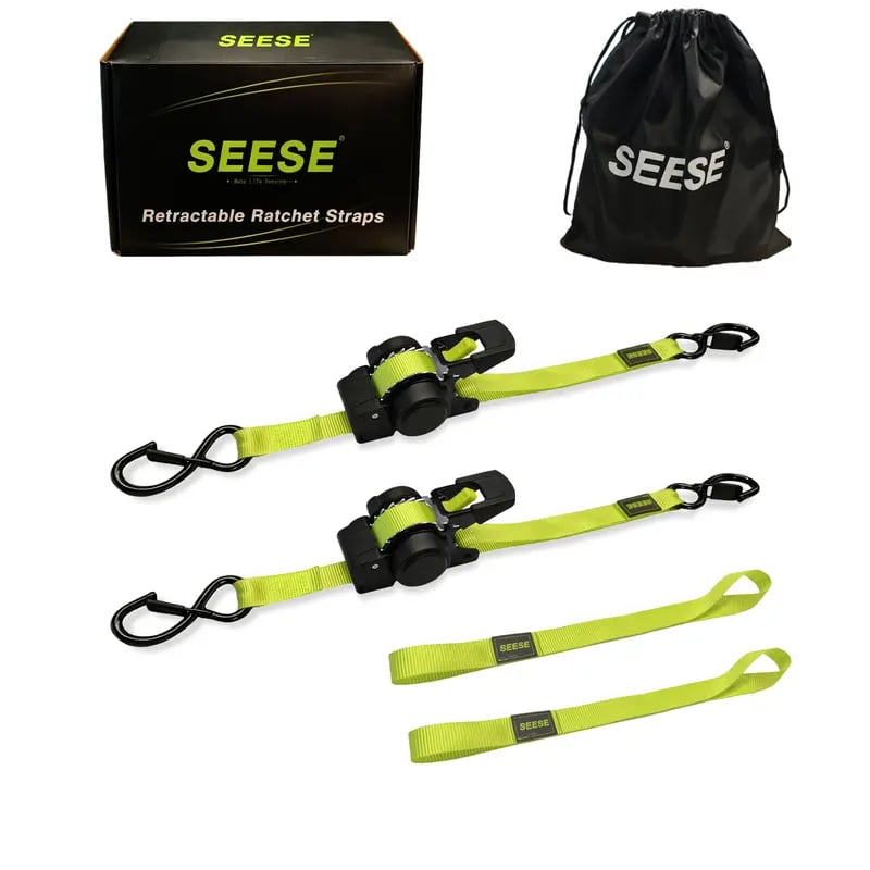 SEESE Car Tie Downs with Ratchets 1'x 11 ft-1500 LB Break Strength Cargo Straps for Moving Appliances, Lawn Equipment, Motorcycle