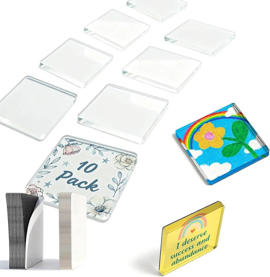✂🎞 2" x 2" Clear Acrylic DIY Fridge Magnet Set with Adhesive Backing – Square Magnetic Photo Frames with Stunning 3D Effect 💕