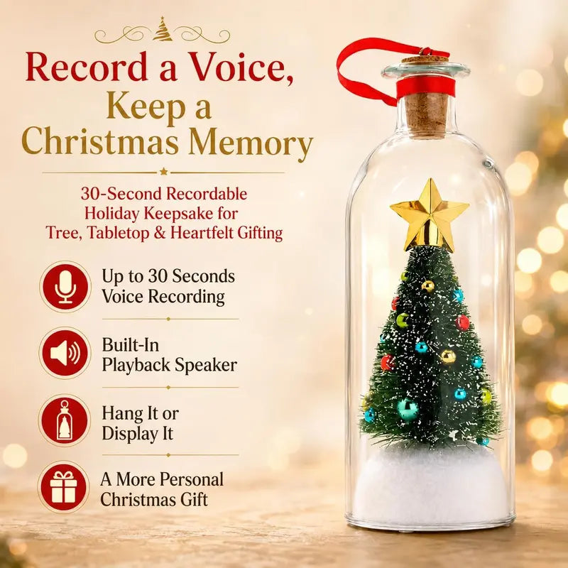 🎁BEST GIFT🎄Recordable Christmas Message Bottle Ornament, 8-Inch Glass🎁