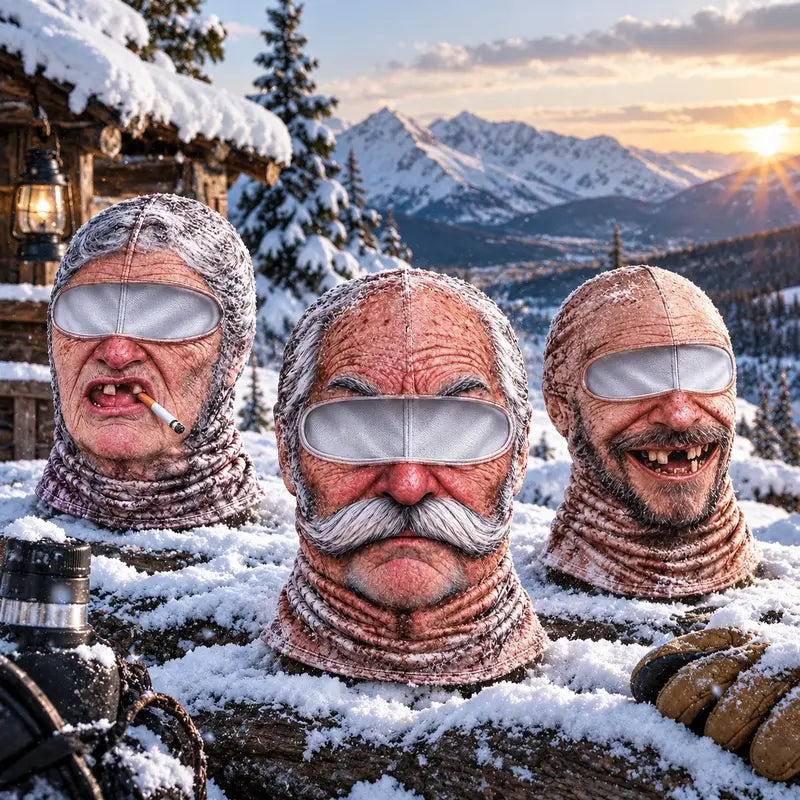 🔥Funny Old Man Face Balaclava Mask, Dralon Thermal Fabric, Warm Wind-Resistant Full Face Winter Ski Mask for Sports & Outdoor Activities