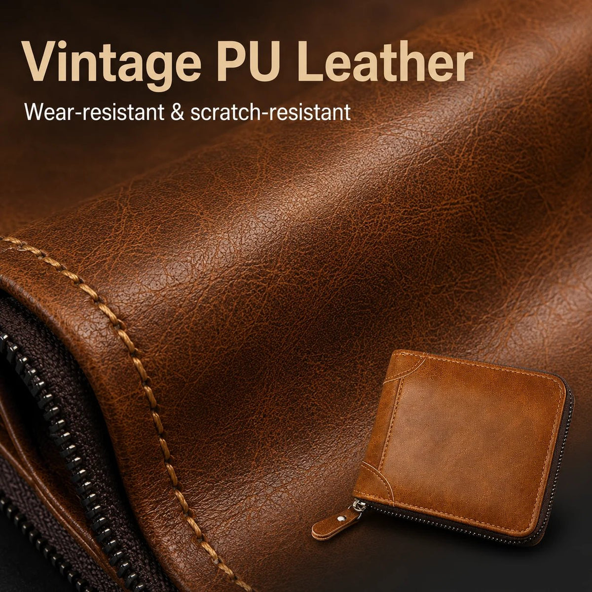 💼 Vintage Zip Wallet, Bifold Card Coin Purse