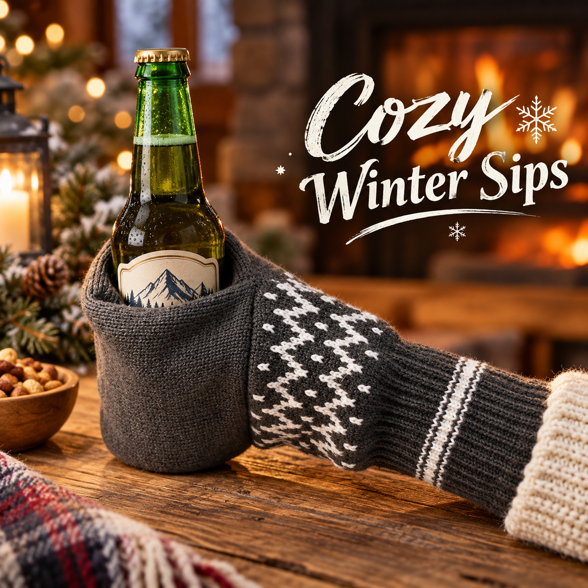 ❄️ Nordic Knit Beer Mitten 🍺 Universal Thermal Beverage Glove for Beer Bottles & Cans