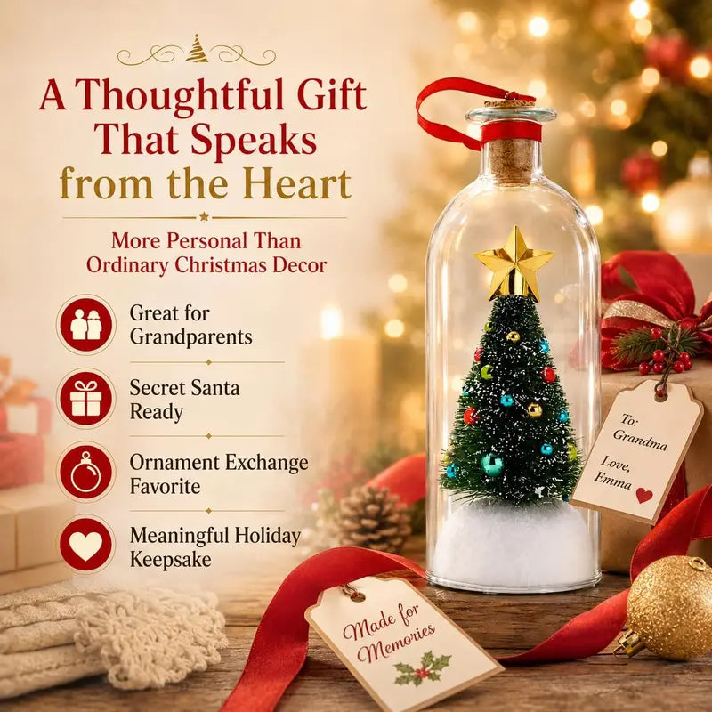 🎁BEST GIFT🎄Recordable Christmas Message Bottle Ornament, 8-Inch Glass🎁