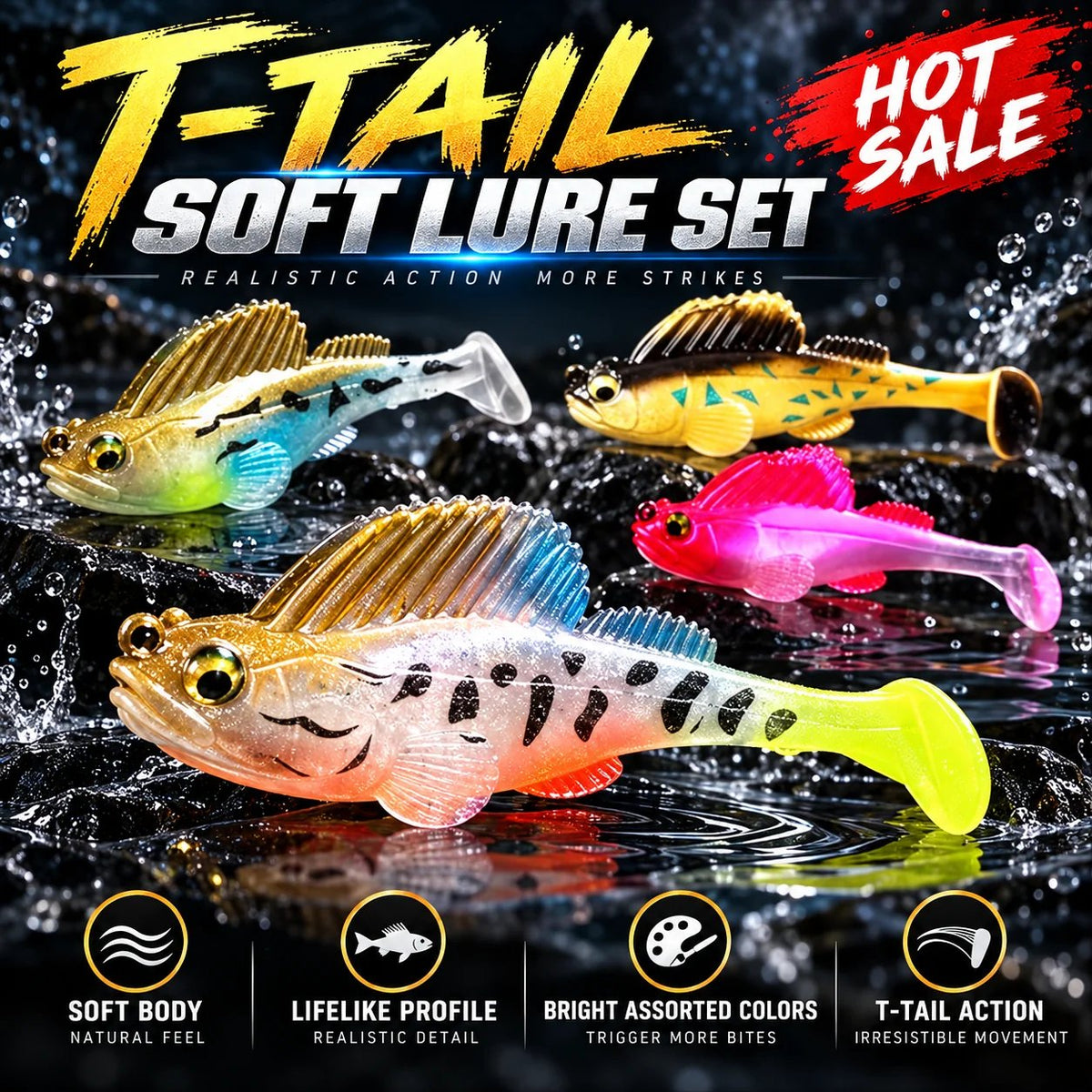 5-Piece T-Tail Soft Lure Set with Box