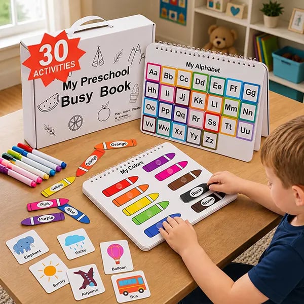 💥🏆Mallify Montessori Busy Book for Kids – 30 Learning Activities🎨