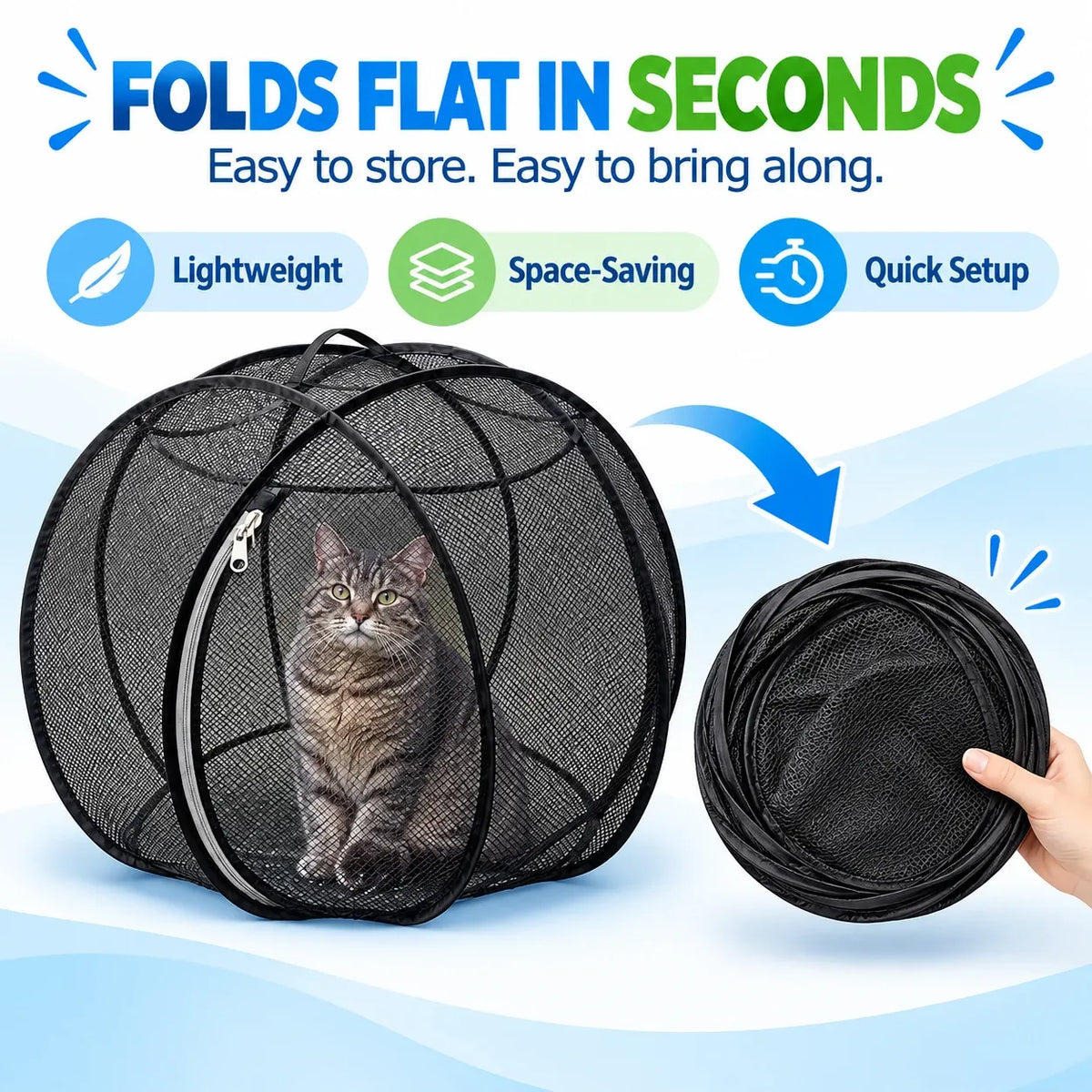 ⏳ Last Day 49% OFF – 🐱 Pop Up Cat Playpen | 32-Inch Breathable Mesh Enclosure for Indoor & Outdoor Use 🌿