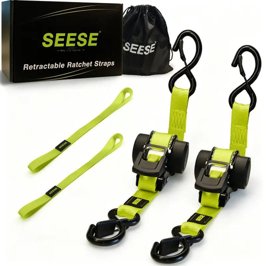 SEESE Car Tie Downs with Ratchets 1'x 11 ft-1500 LB Break Strength Cargo Straps for Moving Appliances, Lawn Equipment, Motorcycle