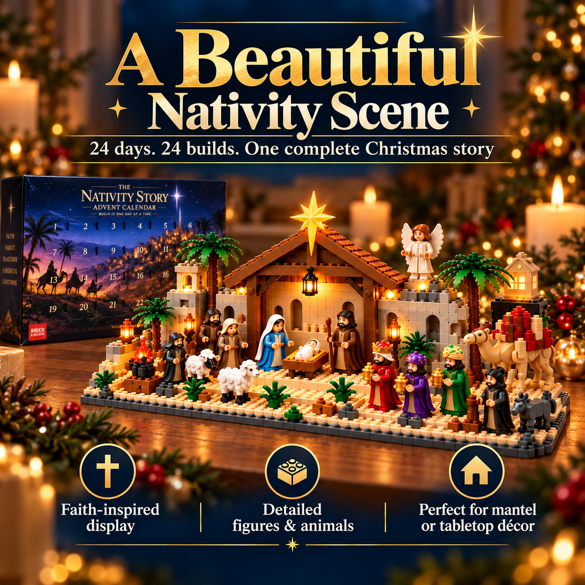 🏠 24-Day Nativity Building Advent Calendar – Build the Christmas Story Piece by Piece ✨🎄