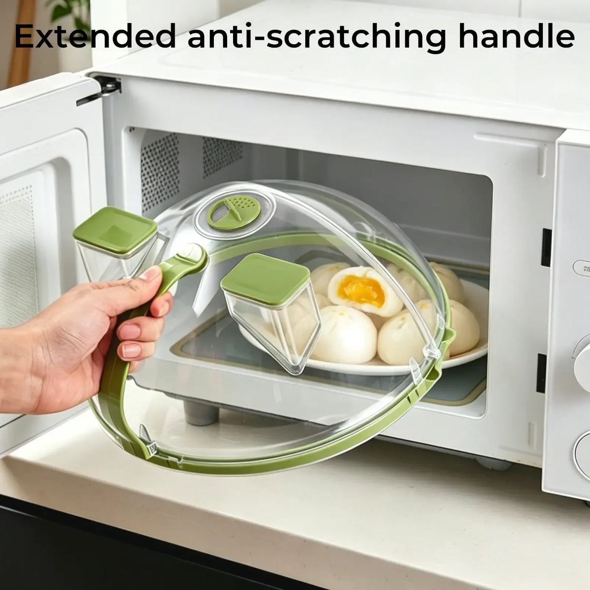 ✨Upgraded Foldable Microwave Splatter Cover with Steam Function, 10 Inch Clear Vent Lid with Handle, Keeps Food Moist & Prevents Oil Splashes, Practical Kitchen Accessory