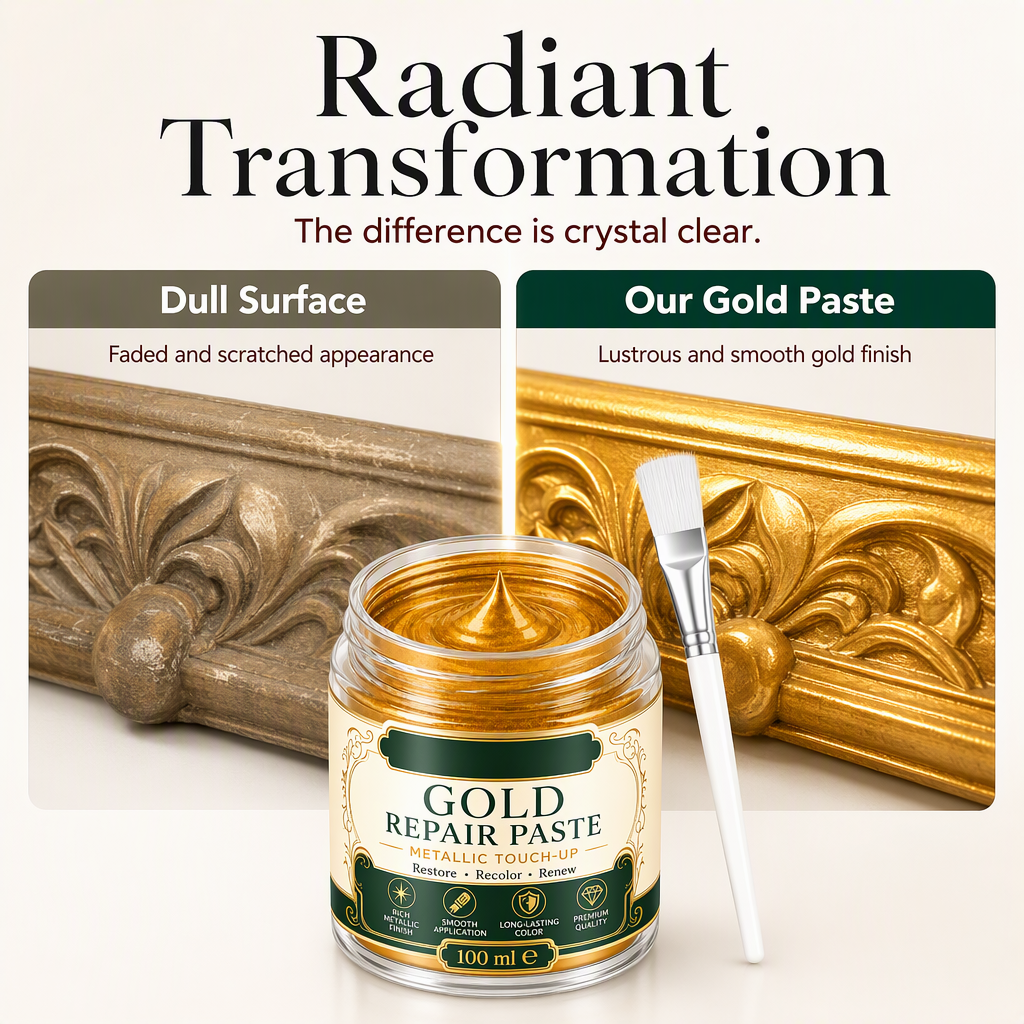 ✨🖌️50% OFF NOW! Metallic Gold Refinishing Repair Paste – Gold Touch-Up Paint Paste, Restore Faded Frames, Furniture & Decor, Brilliant Shiny Metallic Finish