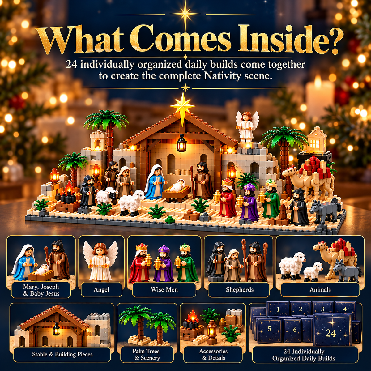 🏠 24-Day Nativity Building Advent Calendar – Build the Christmas Story Piece by Piece ✨🎄
