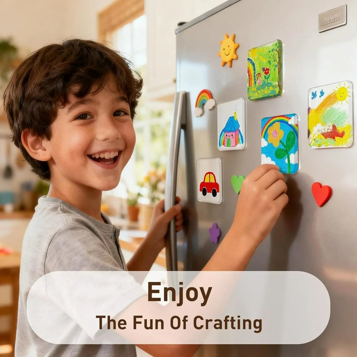 ✂🎞 2" x 2" Clear Acrylic DIY Fridge Magnet Set with Adhesive Backing – Square Magnetic Photo Frames with Stunning 3D Effect 💕
