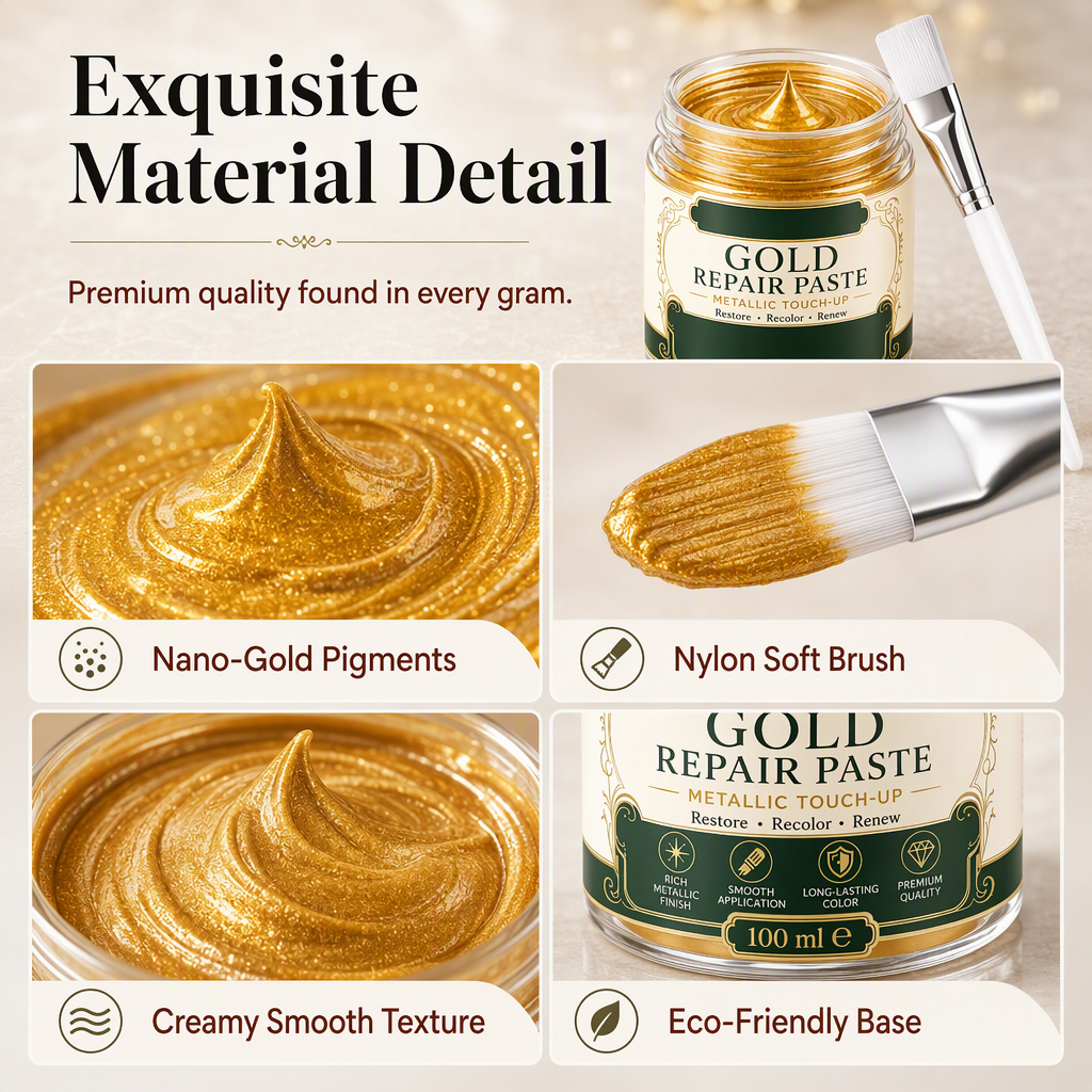✨🖌️50% OFF NOW! Metallic Gold Refinishing Repair Paste – Gold Touch-Up Paint Paste, Restore Faded Frames, Furniture & Decor, Brilliant Shiny Metallic Finish