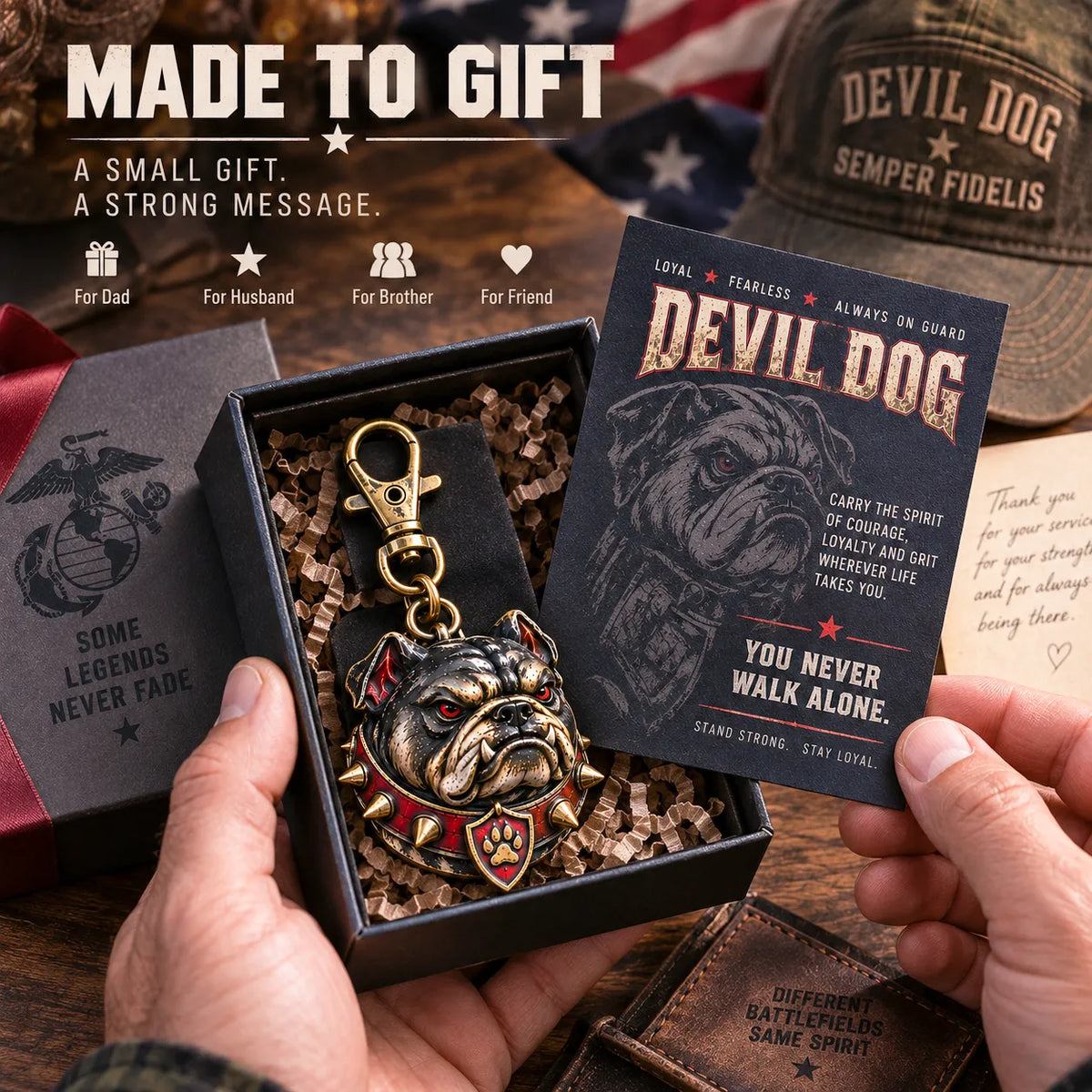 🔥LAST DAY 50% OFF -  🐶 Devil Dog Guardian Metal Keepsake Keychain