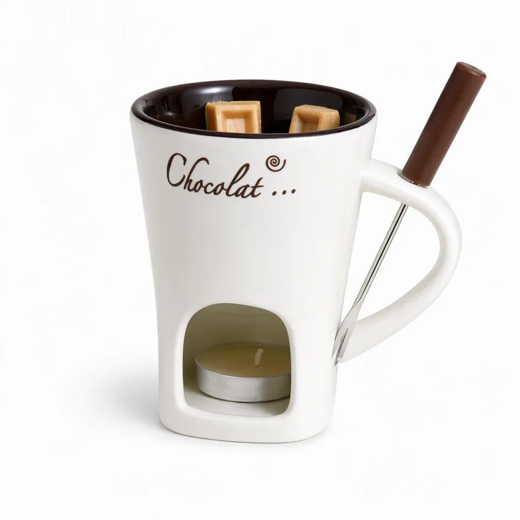 🥳2026 HOT SALE🥳Ceramic Chocolate and Cheese Fondue Melter Mug with Fork