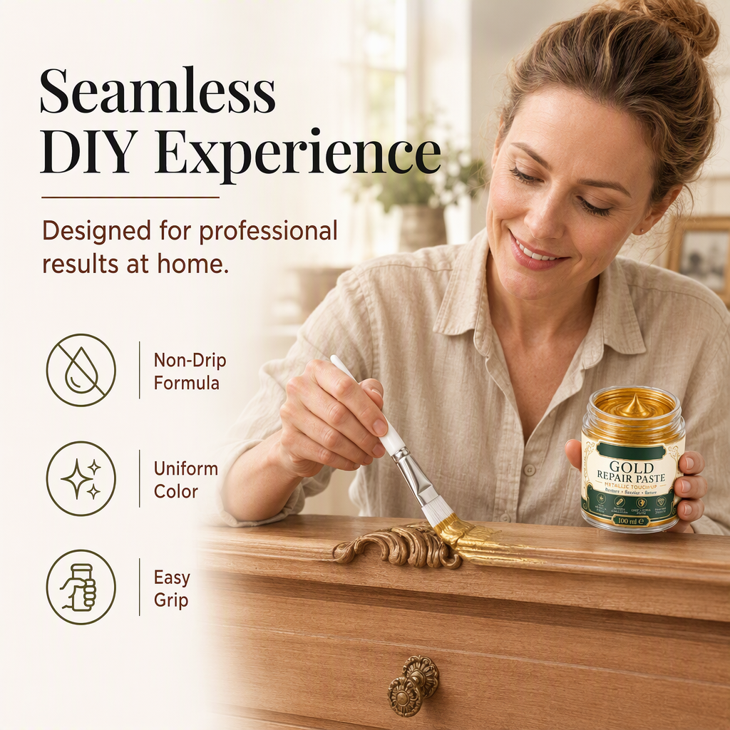 ✨🖌️50% OFF NOW! Metallic Gold Refinishing Repair Paste – Gold Touch-Up Paint Paste, Restore Faded Frames, Furniture & Decor, Brilliant Shiny Metallic Finish