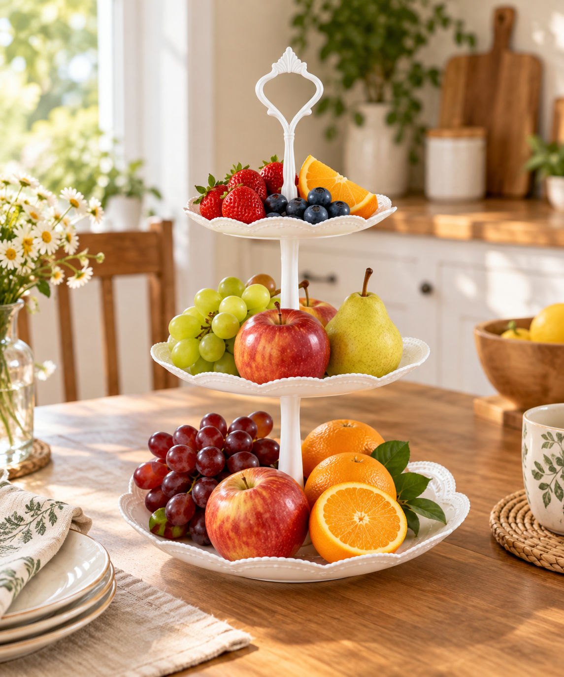 🍓2-Tier / 3-Tier Vertical Fruit Storage Rack (Includes Stand）: Easy Access & More Space for Your Kitchen
