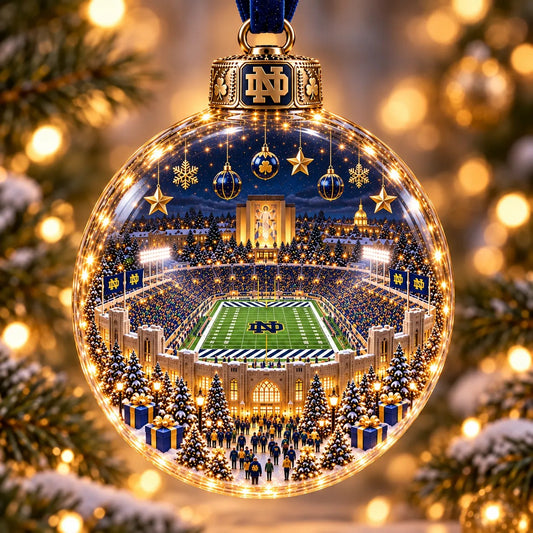 🏈 Game Day Glow – Light-Up Football Stadium Christmas Ornament