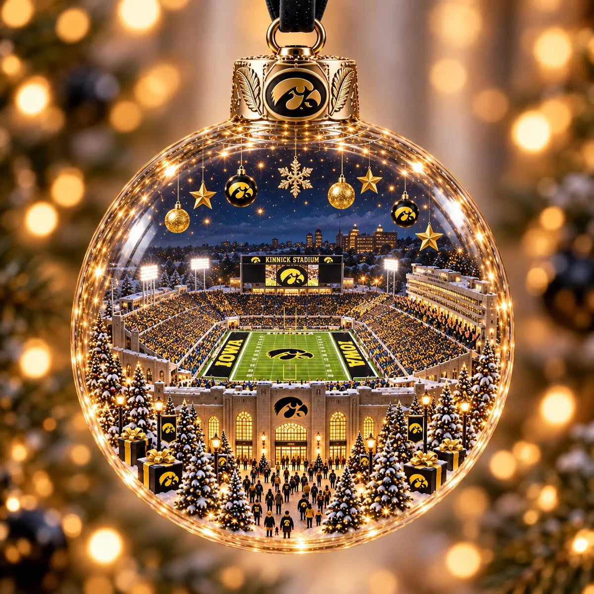 🏈 Game Day Glow – Light-Up Football Stadium Christmas Ornament