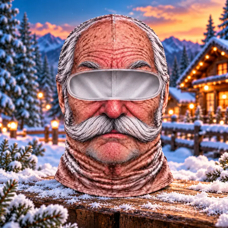 🔥Funny Old Man Face Balaclava Mask, Dralon Thermal Fabric, Warm Wind-Resistant Full Face Winter Ski Mask for Sports & Outdoor Activities