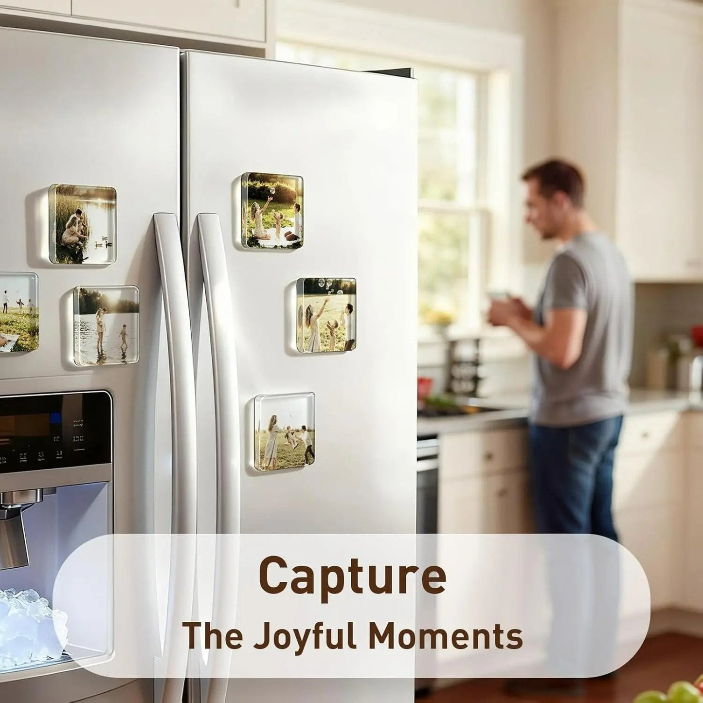 ✂🎞 2" x 2" Clear Acrylic DIY Fridge Magnet Set with Adhesive Backing – Square Magnetic Photo Frames with Stunning 3D Effect 💕