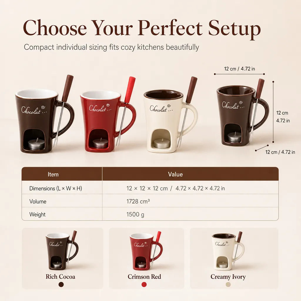 🥳2026 HOT SALE🥳Ceramic Chocolate and Cheese Fondue Melter Mug with Fork