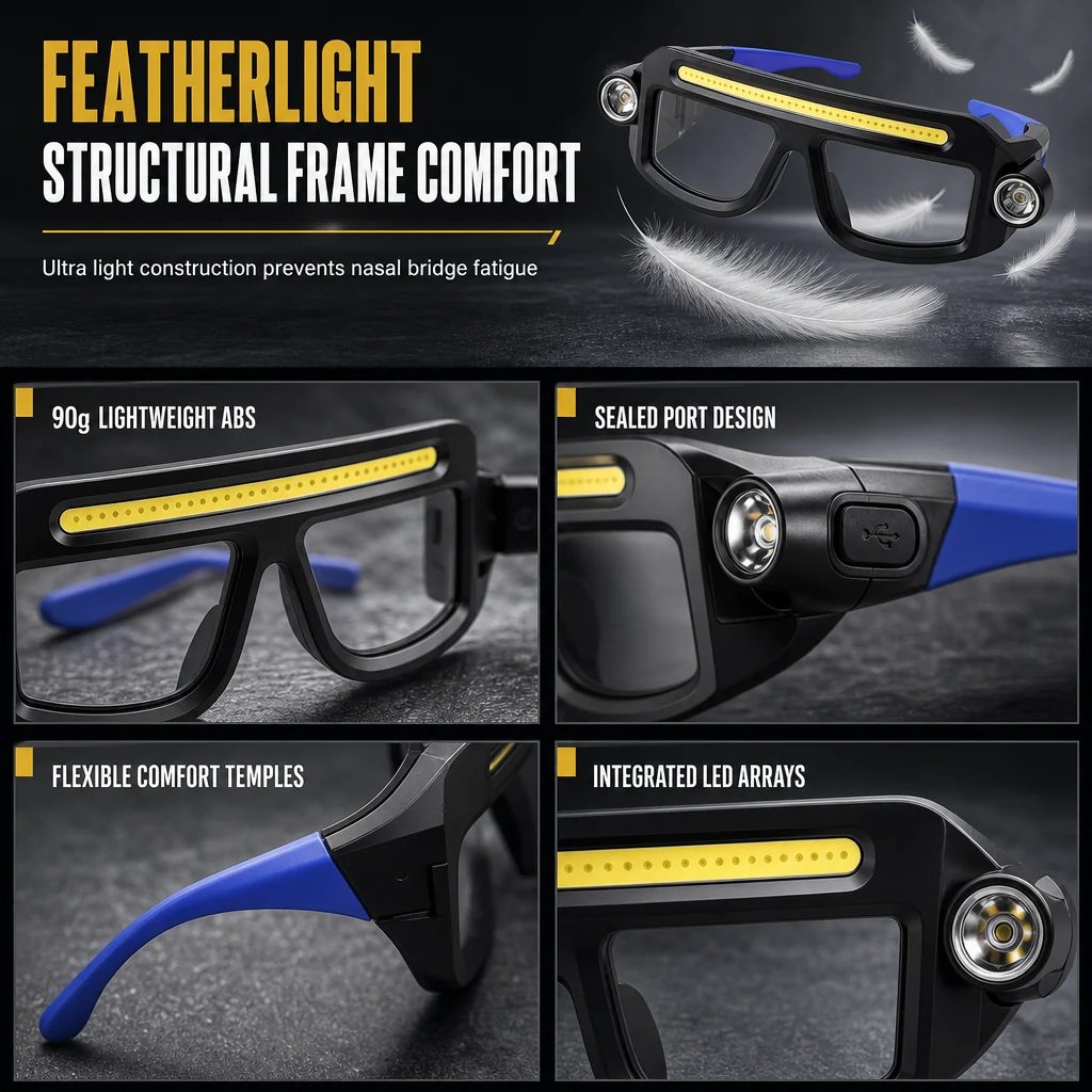 Light Up Hands-Free Instantly! USB Rechargeable Clip-On Glasses Light