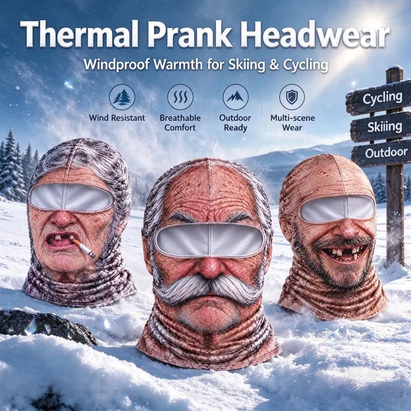 🔥Funny Old Man Face Balaclava Mask, Dralon Thermal Fabric, Warm Wind-Resistant Full Face Winter Ski Mask for Sports & Outdoor Activities