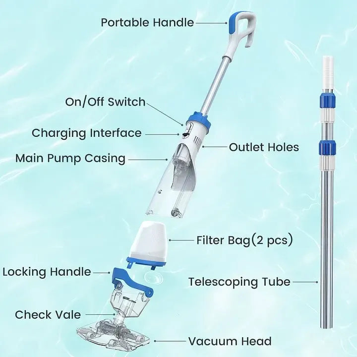 🔥Free shipping🔥 Cordless Pool Vacuum, High Suction Power
