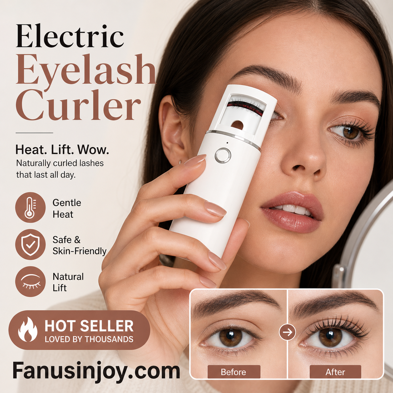 🔥Surprise 50% Off！👩🏻‍🏭Get gorgeous eyelashes back！✨️Rechargeable Electric Heated Eyelash Curler