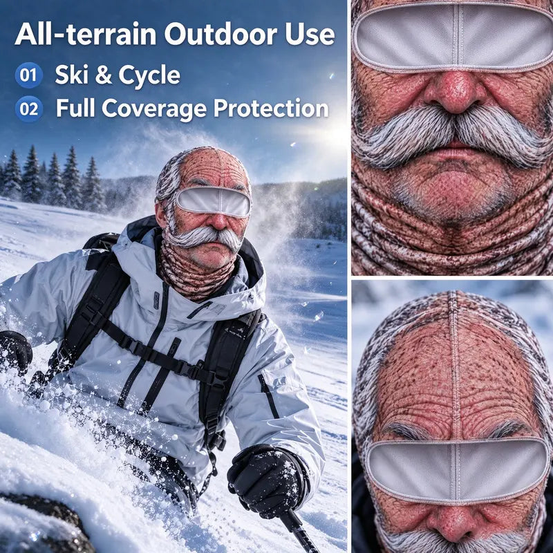 🔥Funny Old Man Face Balaclava Mask, Dralon Thermal Fabric, Warm Wind-Resistant Full Face Winter Ski Mask for Sports & Outdoor Activities