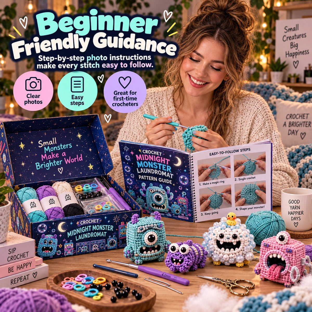 Themed Monster Crochet Kit | Step-by-Step Guide & Video Tutorials