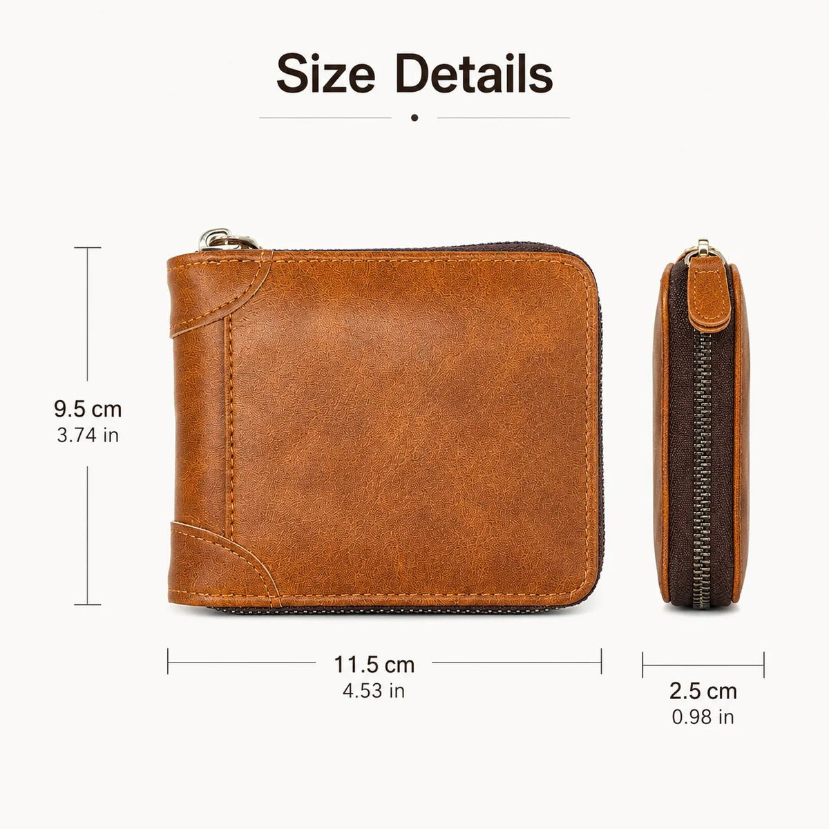 💼 Vintage Zip Wallet, Bifold Card Coin Purse