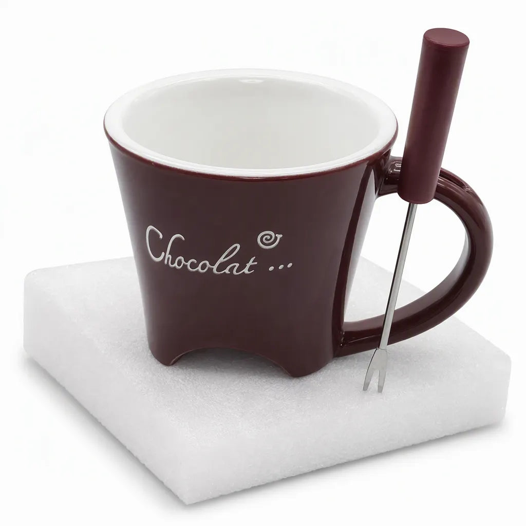 🥳2026 HOT SALE🥳Ceramic Chocolate and Cheese Fondue Melter Mug with Fork