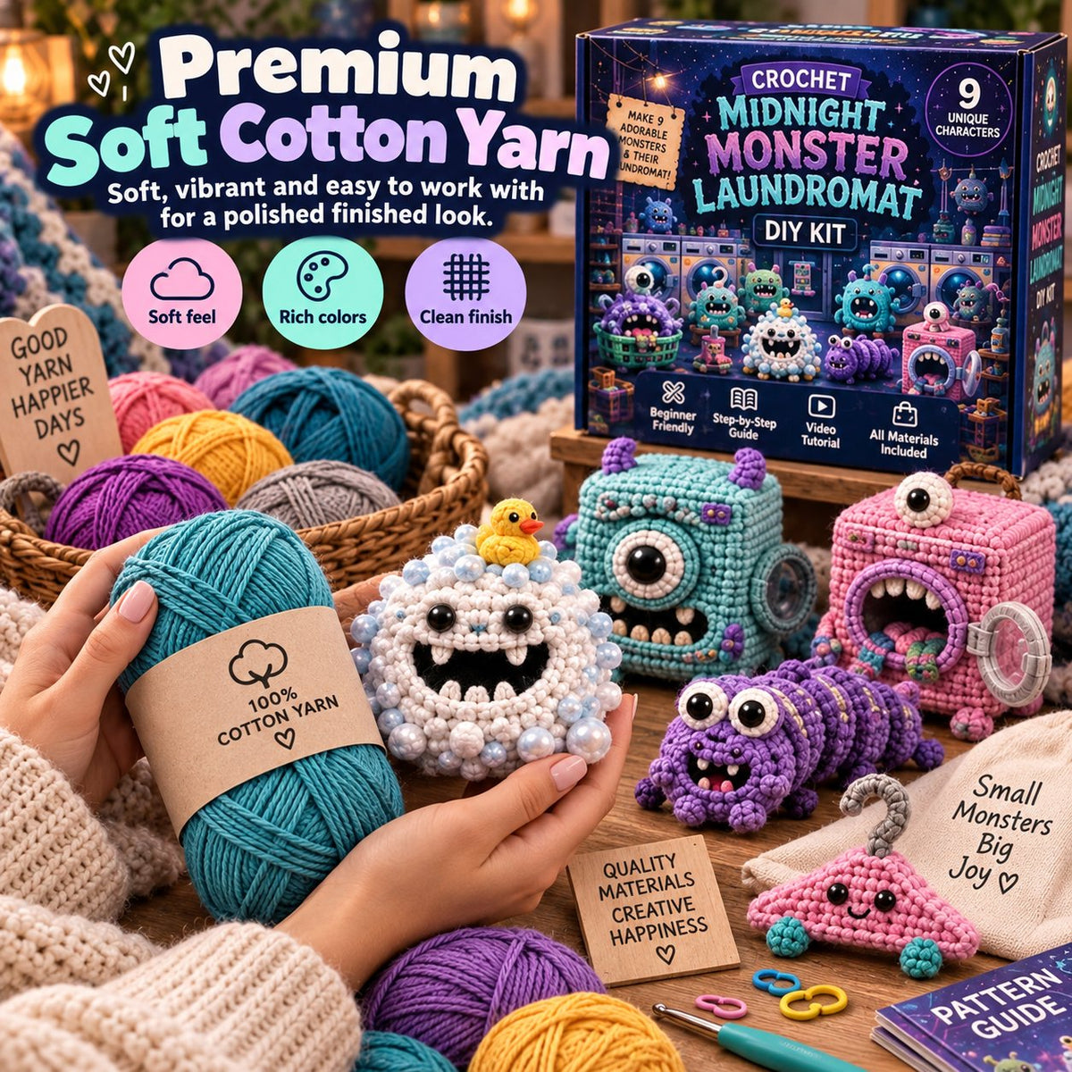 Themed Monster Crochet Kit | Step-by-Step Guide & Video Tutorials