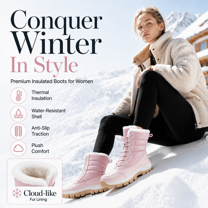 💥HOT SALE 👢Women's Waterproof Plush-Lined Mid-Calf Snow Boots