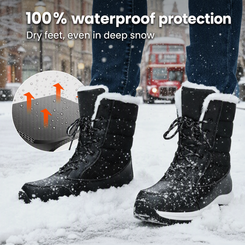 💥HOT SALE 👢Women's Waterproof Plush-Lined Mid-Calf Snow Boots