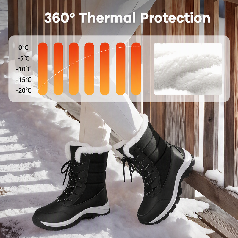 💥HOT SALE 👢Women's Waterproof Plush-Lined Mid-Calf Snow Boots