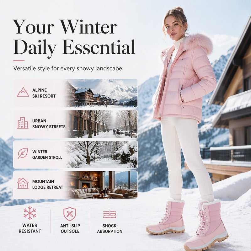 💥HOT SALE 👢Women's Waterproof Plush-Lined Mid-Calf Snow Boots