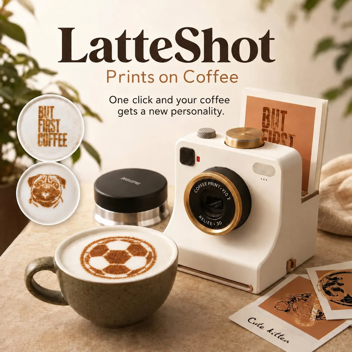 💥2026 HOT SALE💕Retro Coffee Art Camera – Mechanical Latte Art Stencil Printer