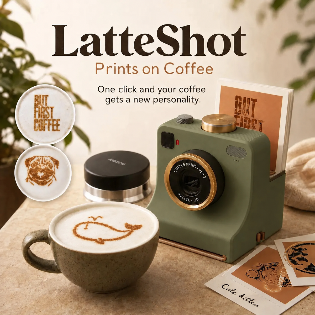 💥2026 HOT SALE💕Retro Coffee Art Camera – Mechanical Latte Art Stencil Printer