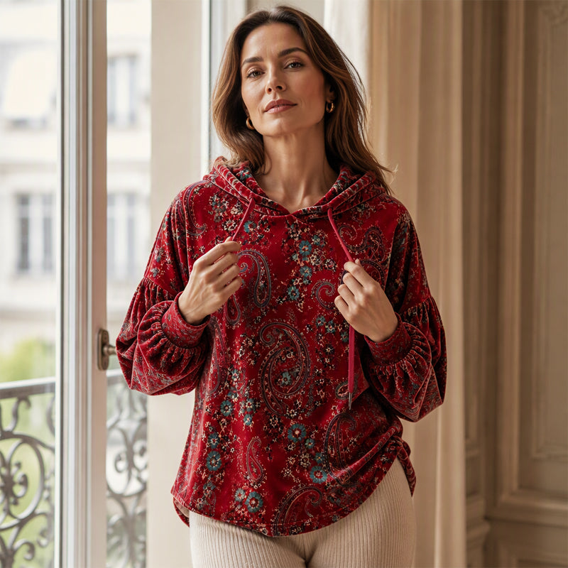 🌷Women's Paisley Print Drawstring Hoodie