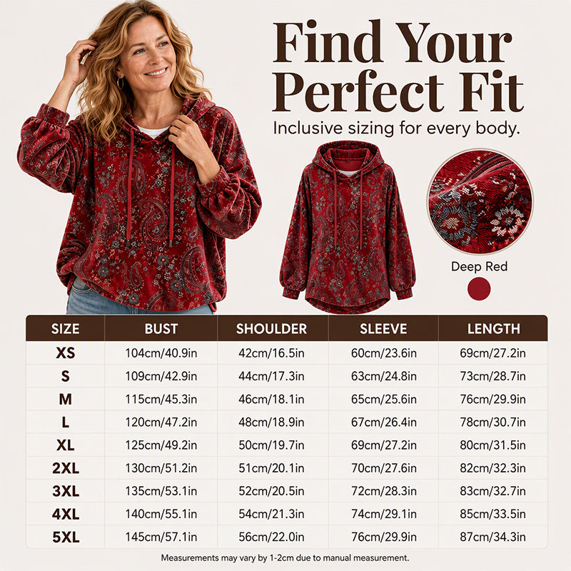 🌷Women's Paisley Print Drawstring Hoodie