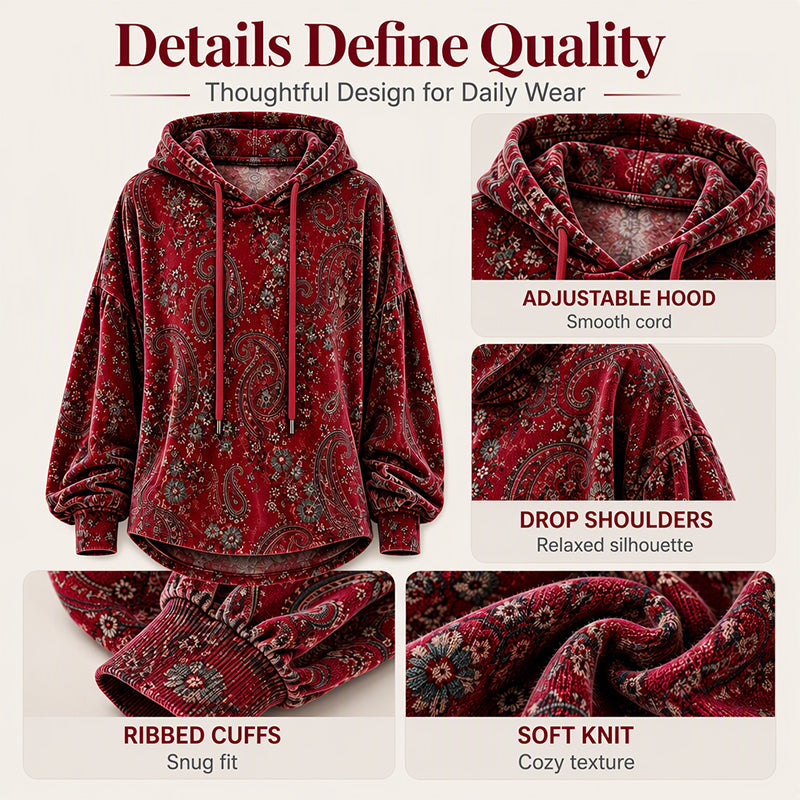 🌷Women's Paisley Print Drawstring Hoodie
